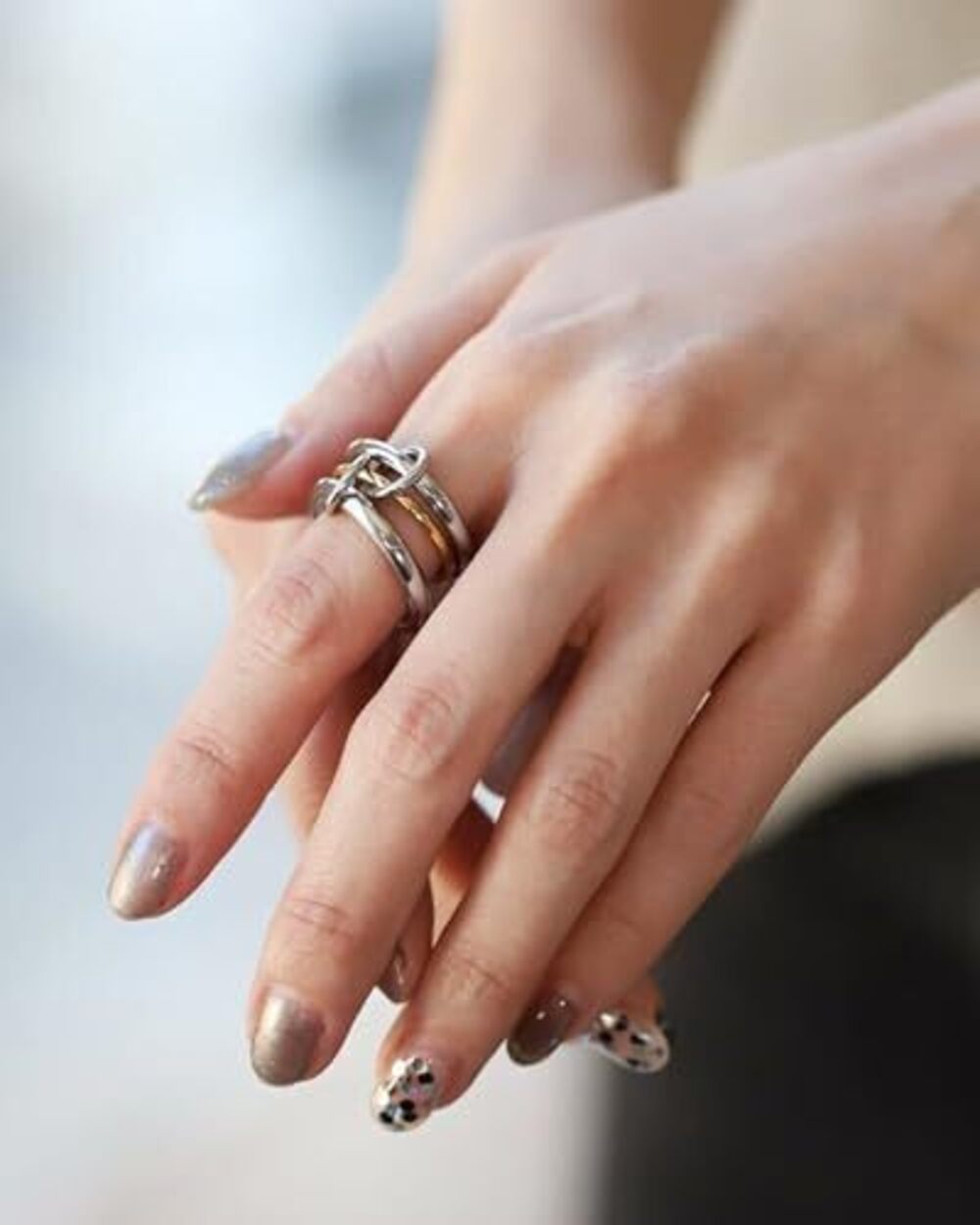 8152 Stackable Gold Rings 18K Gold Plated Interlocking Ring Stack Set Gold - Picture 6 of 7